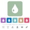 Single drop flat icons on color rounded square backgrounds