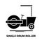 single drum roller symbol icon, black vector sign with editable strokes, concept illustration