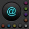 Single email symbol dark push buttons with color icons