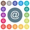 Single email symbol flat white icons on round color backgrounds