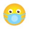 Single emoji face icon medical mask covid vector