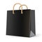 Single, empty, black, blank shopping bag. 3D