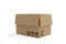 Single empty open corrugated cardboard box or cardbox over white background, delivery or storage container
