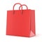 Single, empty, red, blank shopping bag. 3D