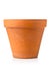 Single empty, used terracotta planting pot over white