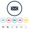 Single envelope flat color icons in round outlines
