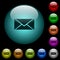 Single envelope icons in color illuminated glass buttons