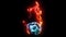 Single eyeball on fire in flames digital neon video