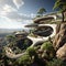 Single family home structure on a forest cliff architecture landscape Generative AI