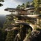 Single family home structure on a forest cliff architecture landscape Generative AI