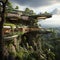 Single family home structure on a forest cliff architecture landscape Generative AI