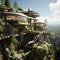 Single family home structure on a forest cliff architecture landscape Generative AI