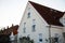 Single family house in Munich, blue sky, white facade