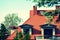 Single family house. retro stylized colorful tonal filter effect