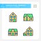 Single family houses pixel perfect RGB color icons set