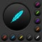 Single feather dark push buttons with color icons