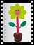 Single film strip and smiling flower from clay