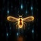 single firefly with a glowing body over a black background , generated by AI