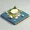 single flat stone lying on the surface of a lake, isometric low poly view AI generation