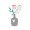 Single flower in a twisted vase. Vector illustration.