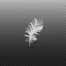 Single fluffy white feather falling or hovering upright realistic style