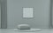 Single Frame Gallery Wall in ash gray color monochrome flat room with middle ottoman puff without plants, 3d Rendering