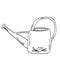Single garden doodle outline watering can. Garden decoration and tools. Vector. doodle clipart. Isolated on a white background.