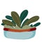 Single garden pot with plant. Garden decoration and tools. Vector. doodle clipart. Isolated on a white background. For design,