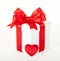 Single gift box with red ribbon