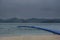 Single girl with swimming suit in the sea landscape