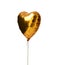 Single gold big heart metallic balloon for birthday isolated