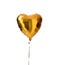 Single gold big heart metallic balloon for birthday isolated