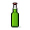 Single green beer bottle pixel art on white background