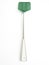 Single green extendable flyswatter isolated on white background. Telescopic fly swatter. Object made of plastic, very efficient