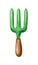 Single green fork isolated on white background. Farming tool watercolor illustration