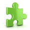 Single, green, standing jigsaw puzzle piece. Usual angle