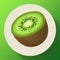 Single half of ripe juicy kiwi fruit icon vector