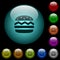 Single hamburger icons in color illuminated glass buttons