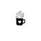 Single hand drawn cup of coffee, chocolate, cocoa, americano or cappuccino with hearts. Doodle vector illustration.
