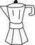 Single hand drawn geyser coffee maker, for americano or cappuccino. Doodle vector illustration.