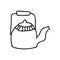 Single hand drawn kettle. Goblincore style. Vector illustration in doodle style. Isolated on a white background