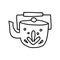 Single hand drawn kettle. Goblincore style. Vector illustration in doodle style. Isolated on a white background