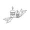 Single hand drawn mosque. Vector illustration in doodle style. Ramadan Kareem