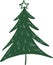 Single hand drawn New Year and Xmas tree. Doodle vector illustration for winter greeting cards, posters, stickers and seasonal