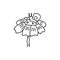 Single hand drawn snail on a flower. Goblincore style. Vector illustration in doodle style. Isolated on a white background