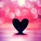 Single heart and bokeh abstract background