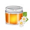 Single honey jar isolated on white