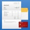 Single Invoice and credit card. Payment and billing invoices, business or financial operations sign. Vector icon invoice