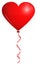 Single Isolated Red Heart Balloon Flying With Matching String