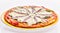 Single italian anchovies pizza over white isolated background